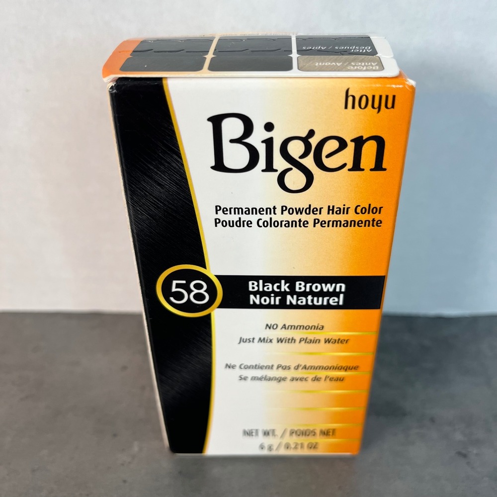 Bigen Permanent Powder Hair Color Black Brown 58 Ammonia‎ Free New, Sealed